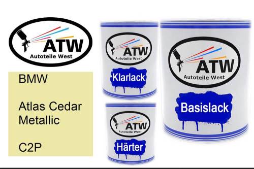 BMW, Atlas Cedar Metallic, C2P: 1L Lackdose + 1L Klarlack + 500ml Härter - Set, von ATW Autoteile West.